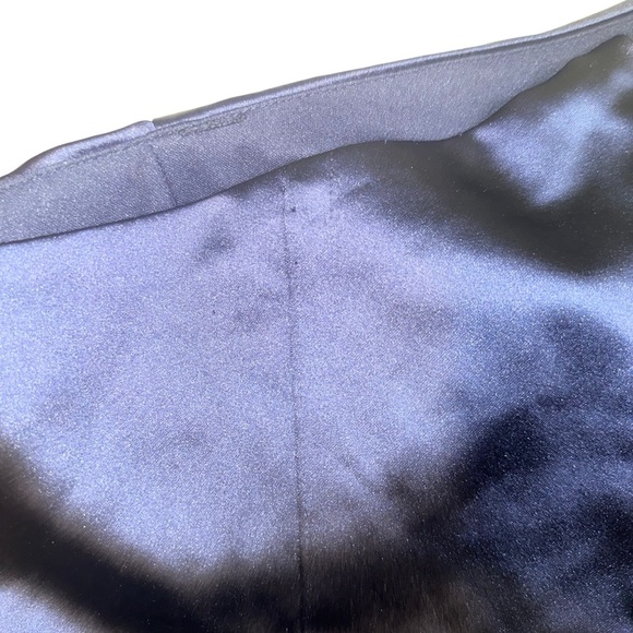 Ieena For Mac Duggal One Shoulder Bow Detail Navy Satin Gown 12 LN worn once - Picture 9 of 9